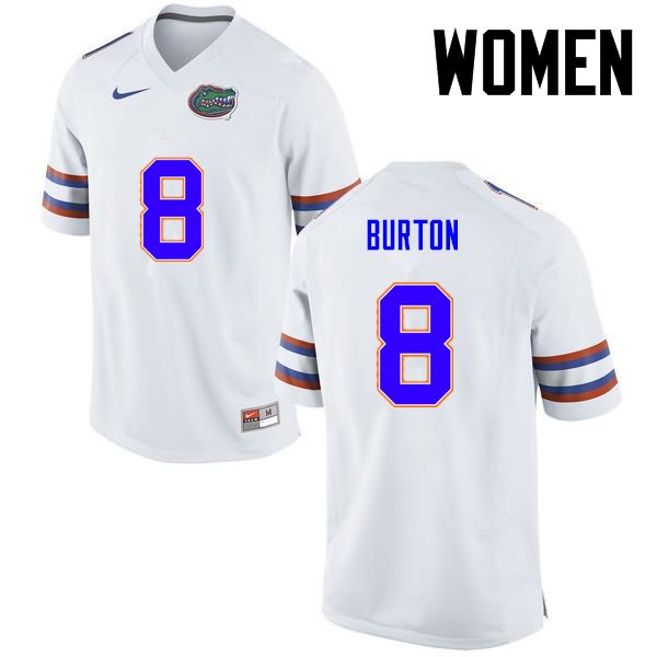 Women's NCAA Florida Gators Trey Burton #8 Stitched Authentic Nike White College Football Jersey WAG2065ZR